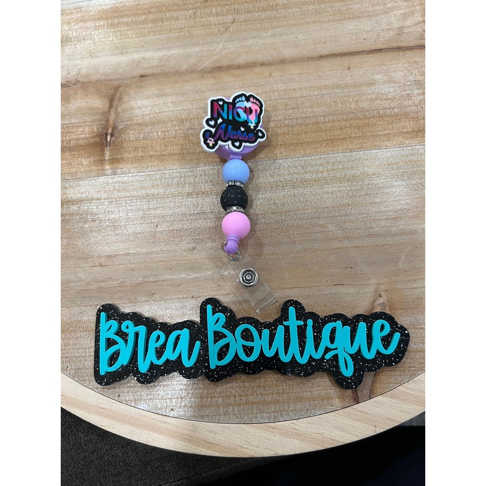 NICU Nurse Badge Reel Alligator Clip Swivel Silicone‎ Bead